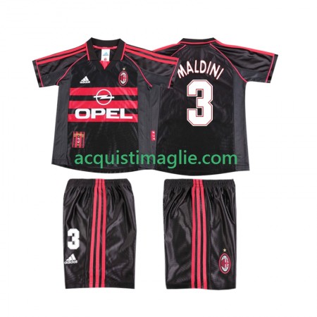 Divisa di Calcio AC Milan MALDINI 3 1999 Retro Bambino Terza 1998